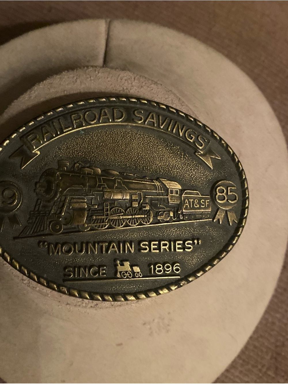 1985 Railroad Savings Mountain Series Train Belt Buckle